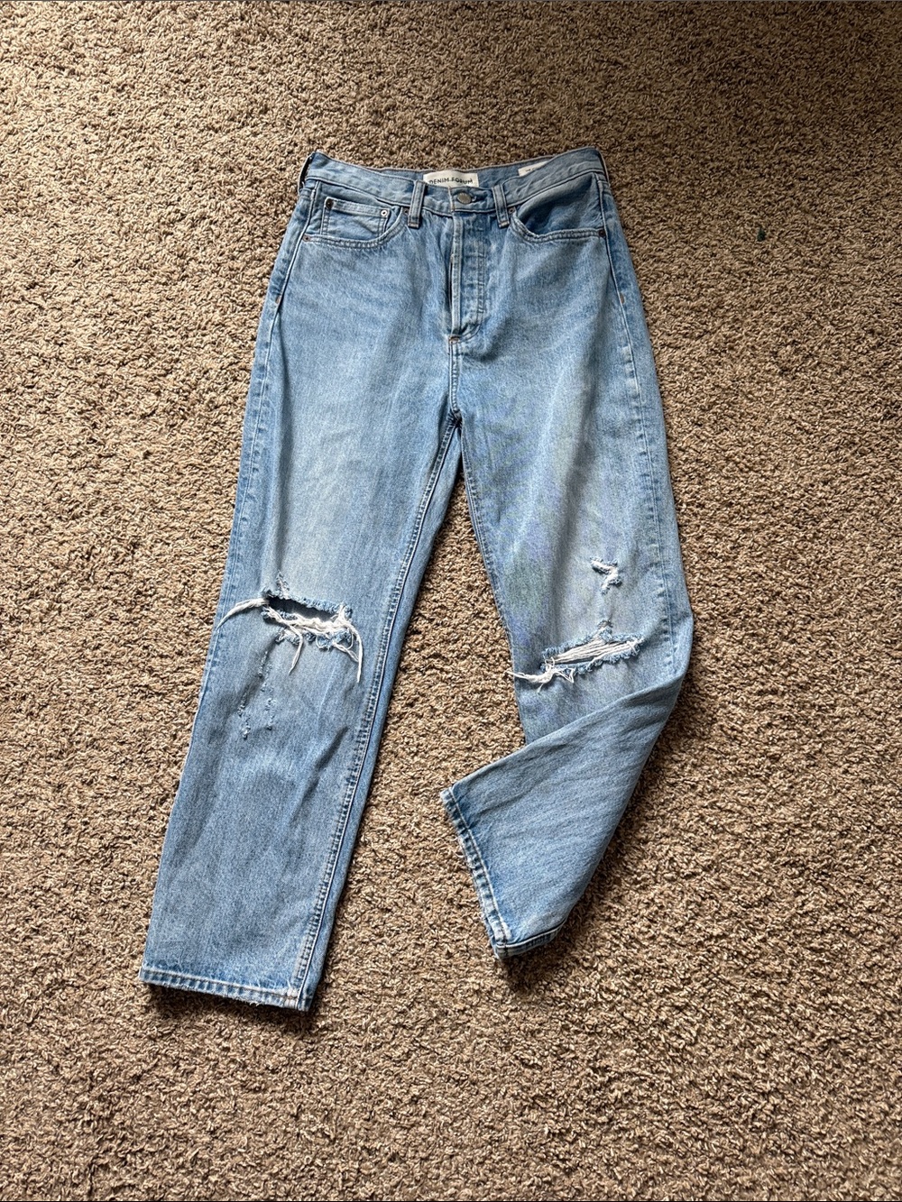 Aritzia Denim Forum The Joni High Rise Loose Light Blue Straight-Leg Jeans